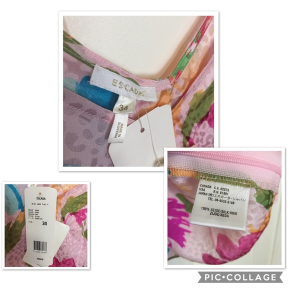 Escada Floral Print Silk Tank Top/Cami Size 34 - Picture 8 of 8